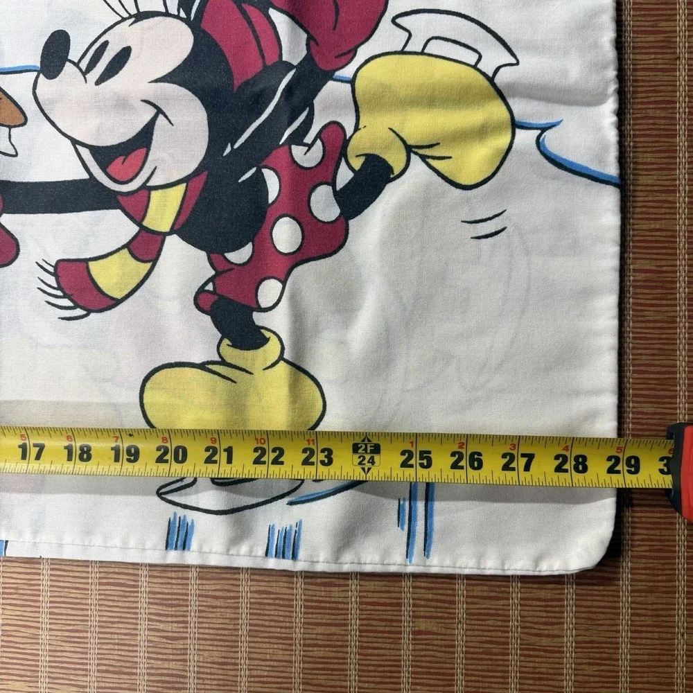 Vintage Disney Pillowcase bedding with Mickey, Minnie & Goofy Skating, 2 sided.